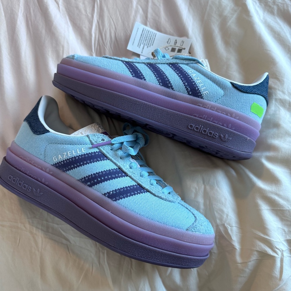 Adidas Women's Gazelle Blue and Purple Sneakers - Picture 3 of 11
